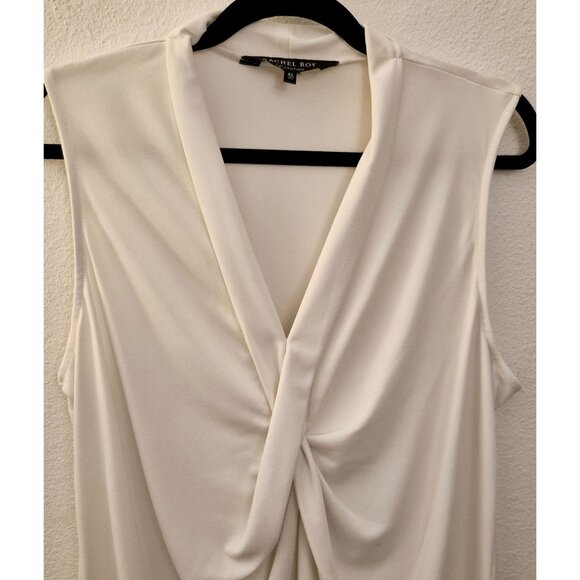 Rachel Roy Twist Front Feminine Sleeveless Cream Blouse Size XL EUC - Picture 2 of 7
